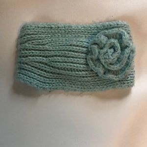 Knitted Light Blue Flower Headband